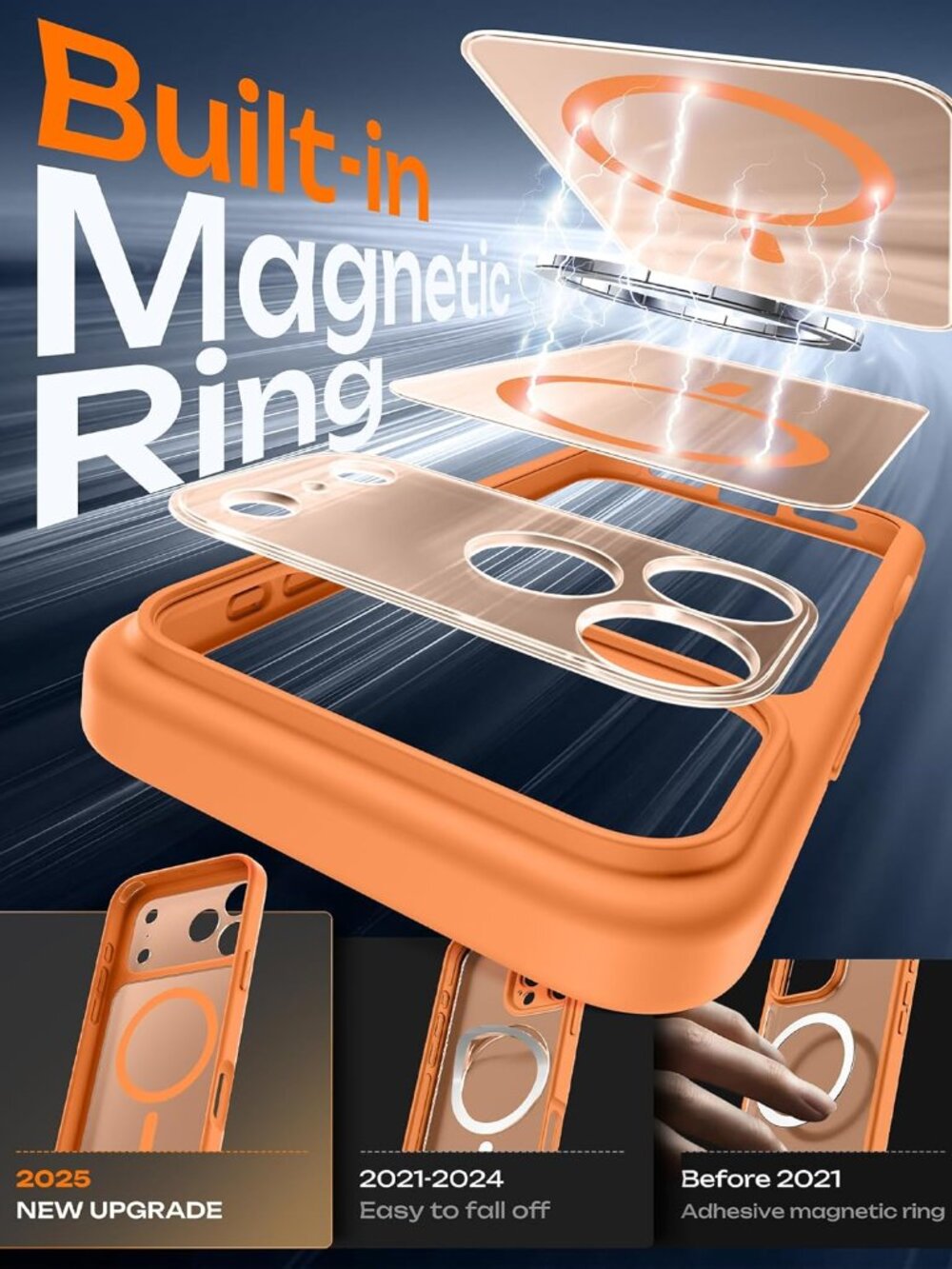 TOCOL for iPhone 17 Pro Max Case Orange Protective Camera Cover Slim Fit - Picture 4 of 8
